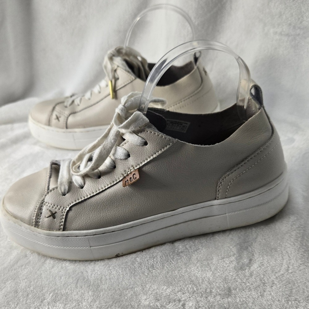 Mousse & Cloud‎ Womens Leather Platform Sneakers Cream Beige Low Top Size 10